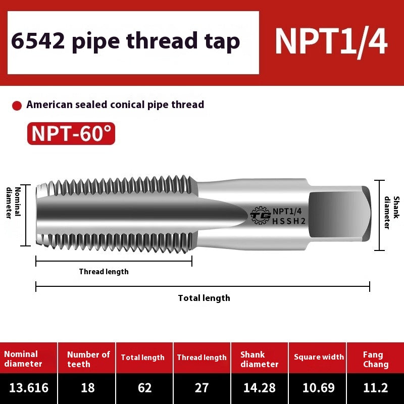 1099-Plumbing Tap Faucet Pipe Thread Repair Tap 6542 High Speed Steel G1/8 1/4 1/2 3/4 Shandong Denso Pricision Tools Co.,Ltd.